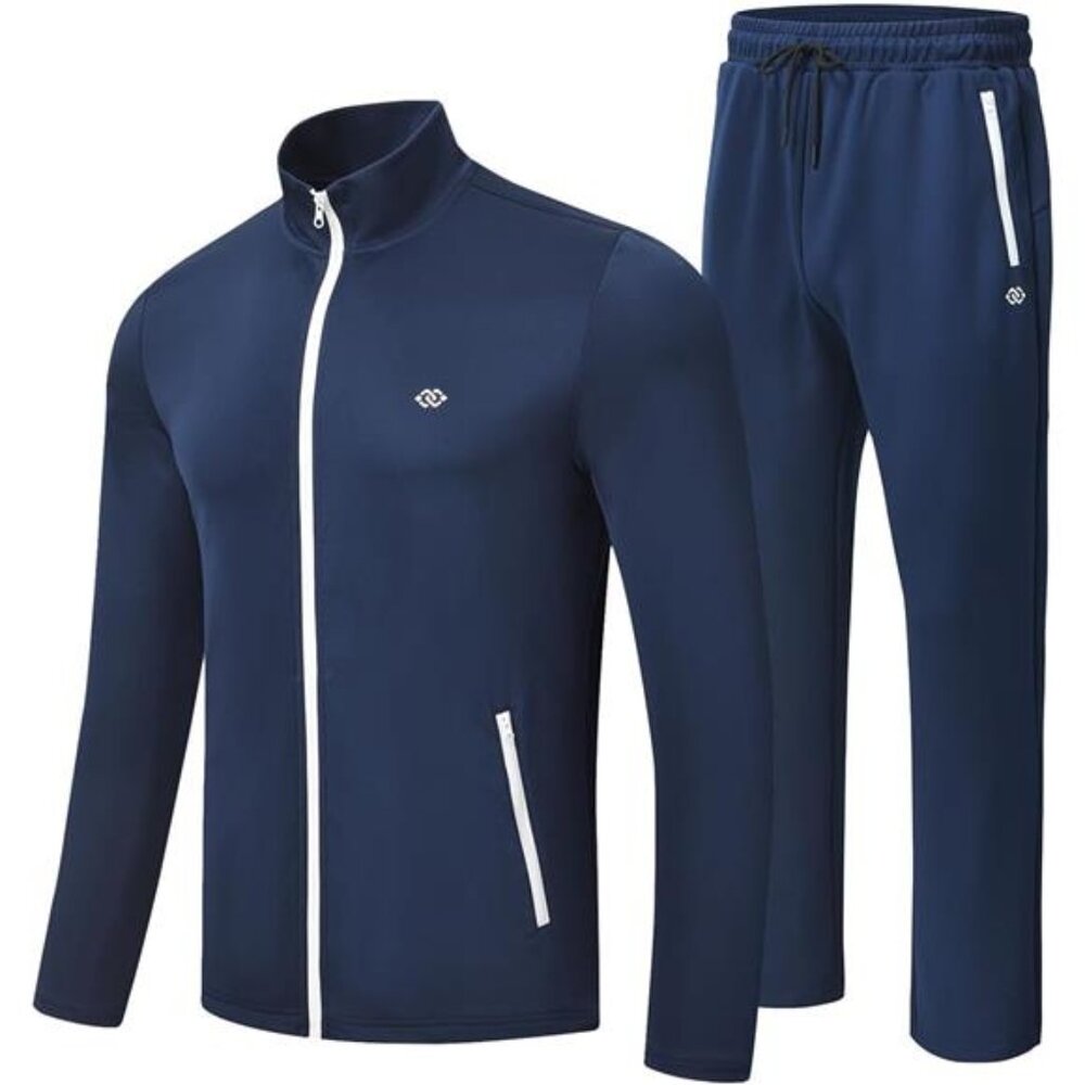 Men's Tracksuits Set Long Sleeve Causal Full Zip‎ Running Sports Sweatsuit Pair